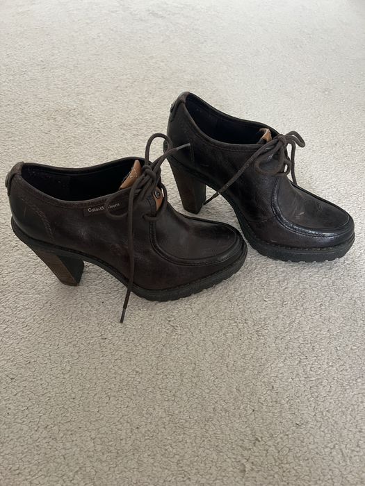 Botine cu toc din piele Calvin Klein marimea 36