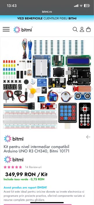Kit Intermediar Arduino UNO R3 CH340 Bitmi Robotica Electronica