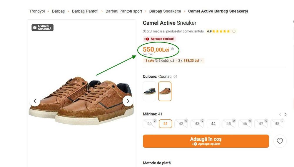 Adidași (Teniși)sport Camel Active pentru bărbați, mărim.41,(Oferta).
