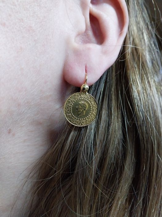 Cercei din aur22kdin bani turcești