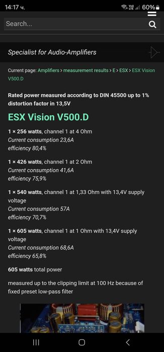 Усилвател ESX Vision v500.d