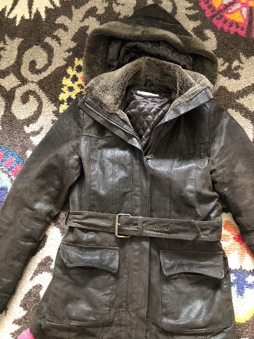 Haina iarna piele cordon talie, gluga, Bata, super