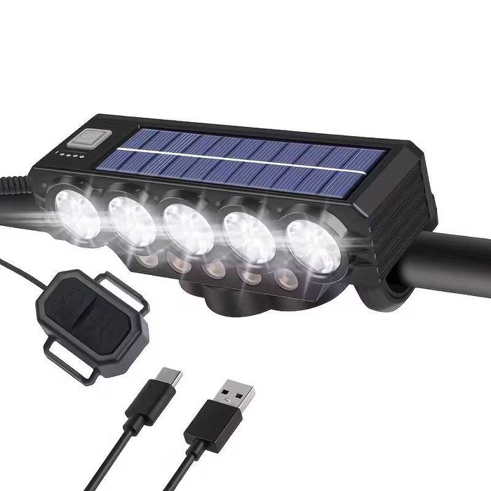Ултра ярка 20 LED SOLAR светлина за велосипед, Клаксон, Бтерия 4000mAh