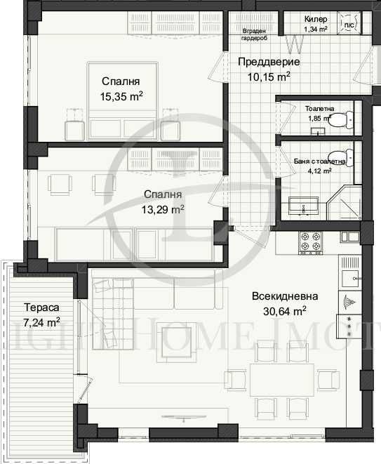 Продава се Тристаен апартамент в Пловдив, Гагарин - 122 кв.м за 970 €/кв.м - Снимка #2