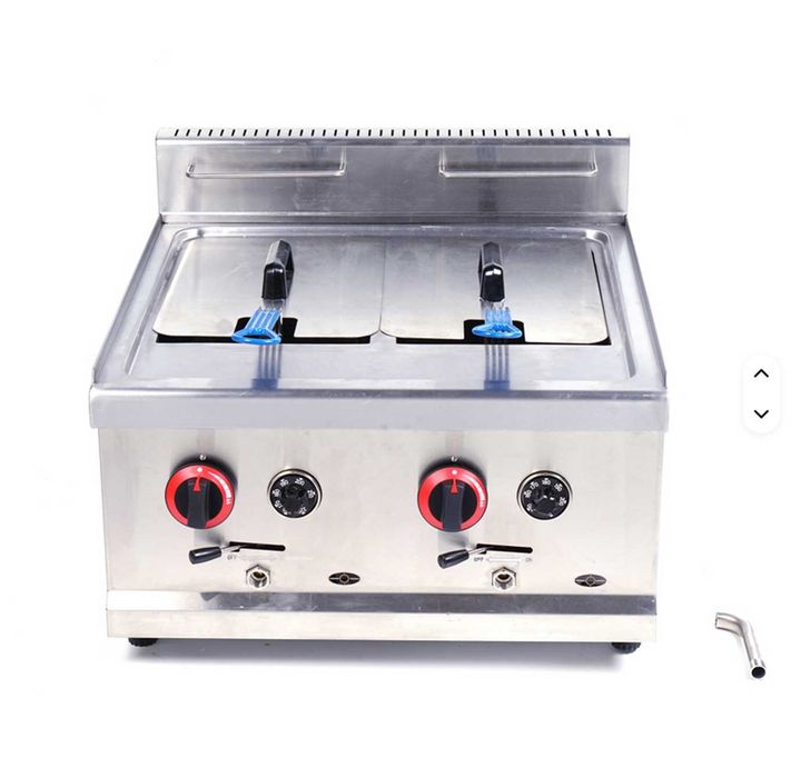 Friteuza 2x15L pe Gaz de butelie – Inox, Dubla, Transport Rapid