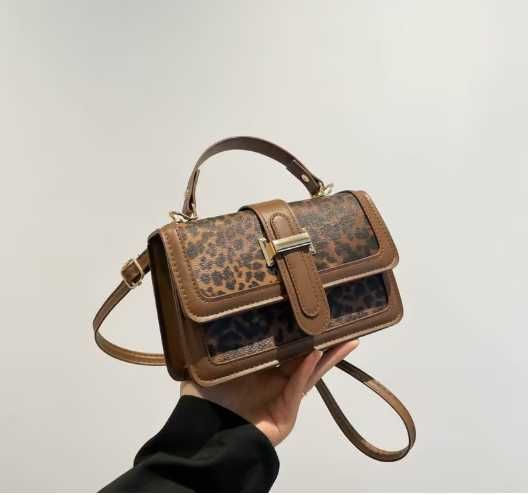 Нова винтидж чанта с леопардов принт, Размери:/ 20см/14см/6см- 7 евро