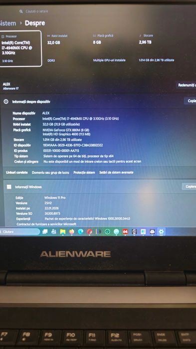 Laptop Gaming Alienware 17 | i7-4940MX Extreme Edition | 32GB RAM | 2.25TB SSD+HDD | GTX 880M 8GB VRAM