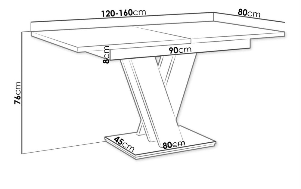 Бяла разтегателна маса за хранене гланцирана