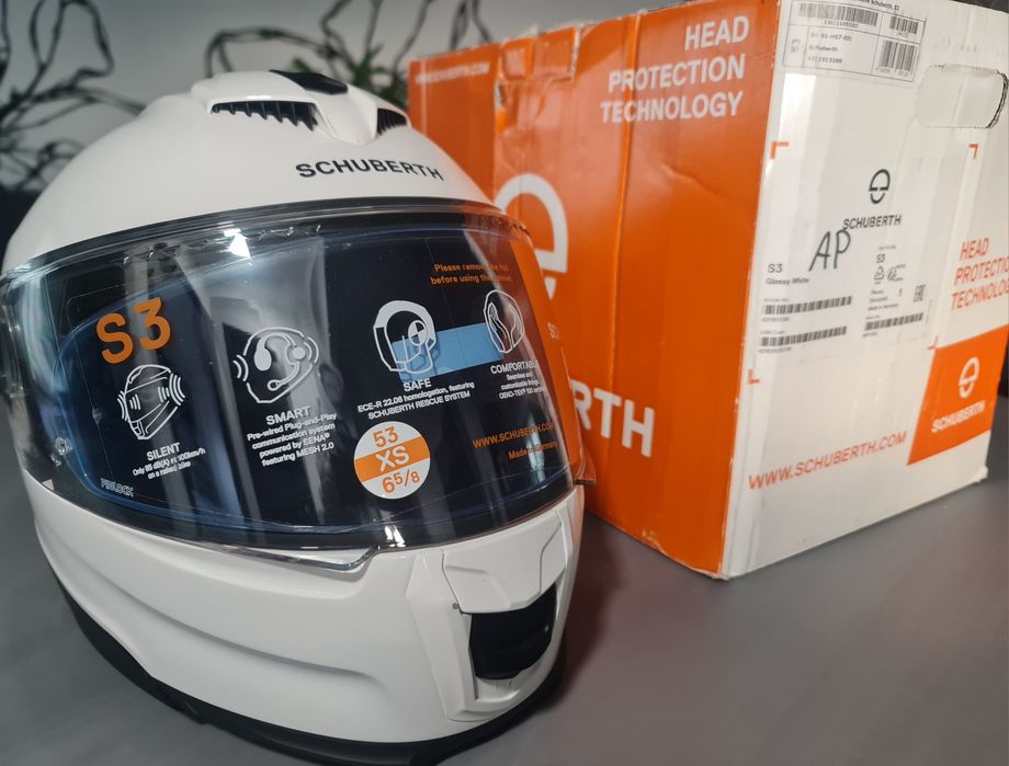 Casca moto Schuberth S3 mărime XS / S  (53cm) full face alb lucios