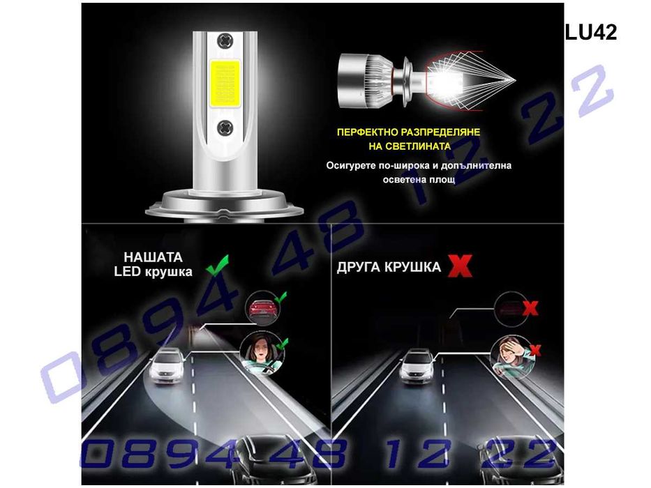 Автомобилни светлини LED крушки за фарове H8 H9 H11 C6 серия