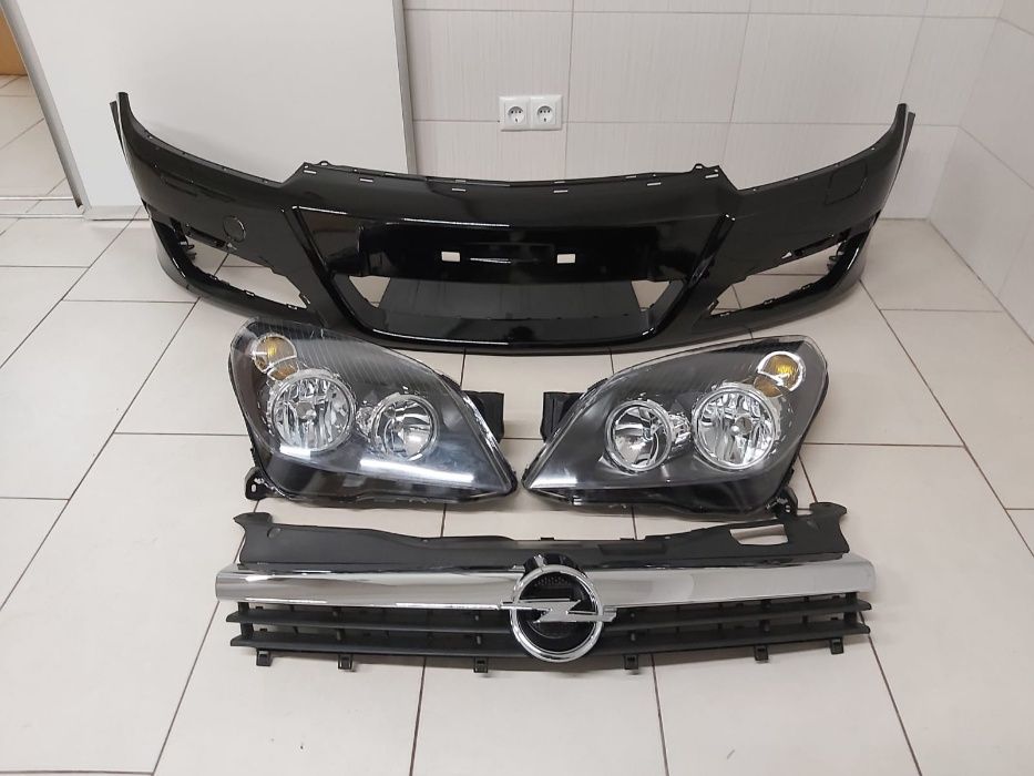 Pachet Bara Fata+Faruri+Grila Radiator Opel Astra H 04-07 Z20R-Negru