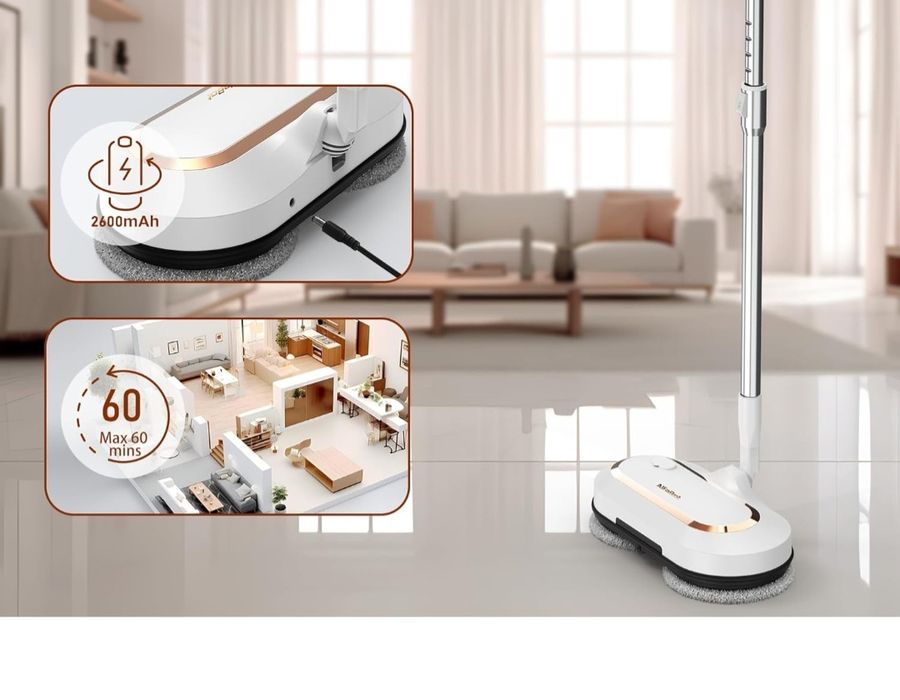 Електрически ротационен безжичен моп Alfabot S2, с функция за пръскане