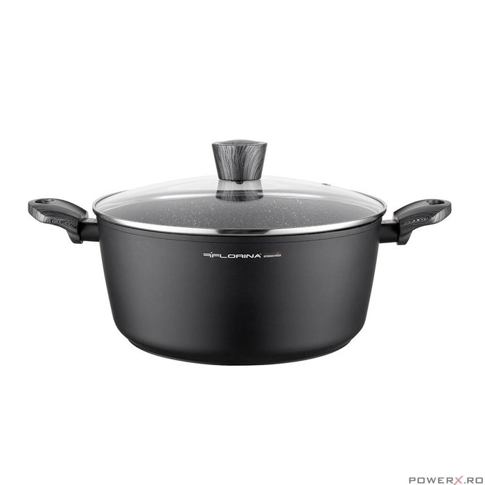 Oala din aluminiu, cu capac, invelis din marmura, 28x14x2.2cm, 6.1l,