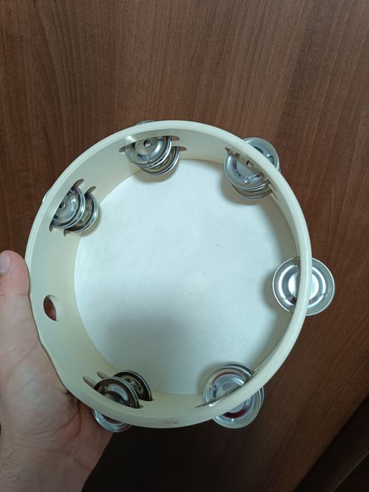 Tamburina dubla 20 cm 12 Clopotei Zurgalai Piele Naturala