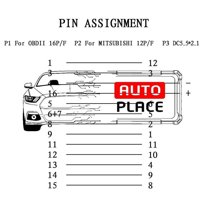 Кабел / Преходник / Адаптер за Mitsubishi 12 Пина Pin Мицубиши Delphi