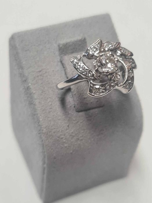 Inel din aur alb 14k, cu diamante naturale, IAU762