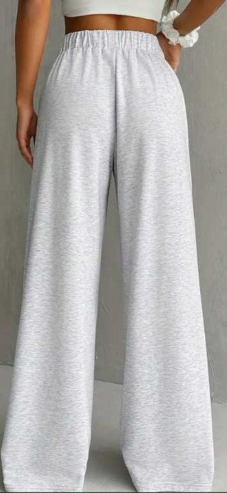 Pantaloni largi casual gri deschis