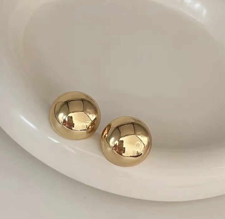 Круглые золотистые серьги