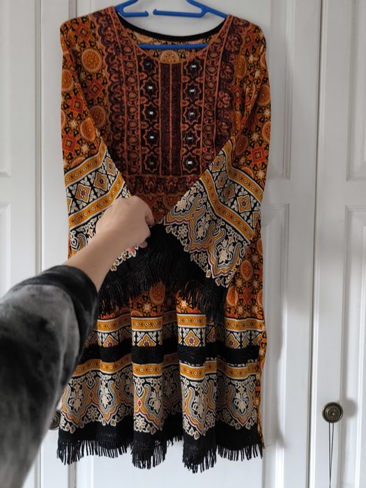 Rochie etno/boho/șic, cu mânecă lunga, mărimea 38