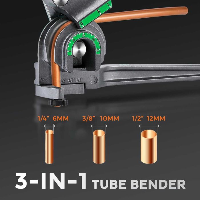 Unealta manuala 3 in 1 pentru indoit tevi cupru si aluminiu 1/4 3/8 1/2 inch indoire 180 grade fara deformare pentru instalatii AC si auto