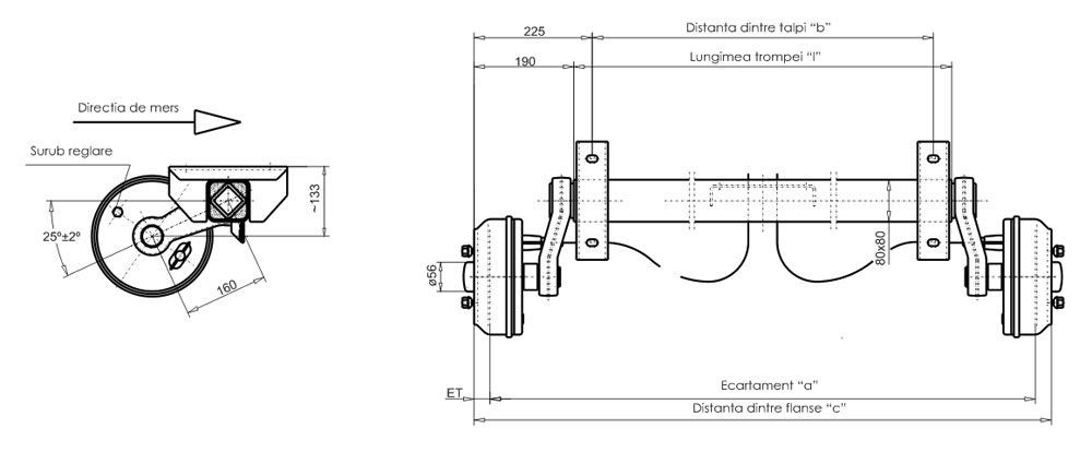 Punte cu frana 1050 Kg VGB10LM