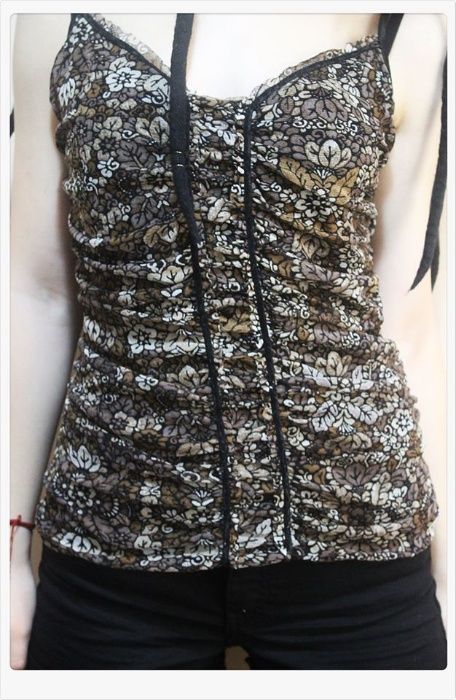 Maieu tip corset cu plasa in culori tomnatice Rock Goth Punk