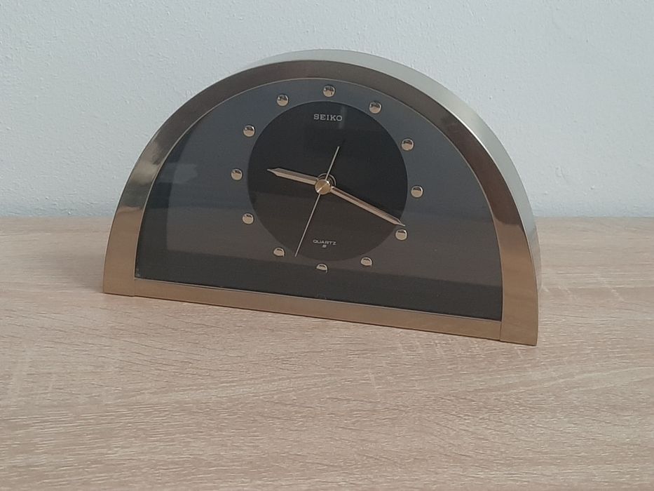 Ceas de masă birou Seiko Quartz (QQZ137G) - Metalic, Mecanism Silențio