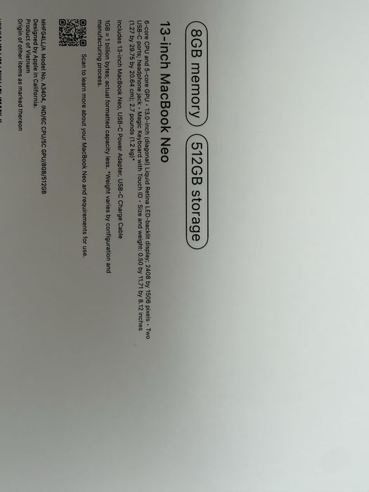 Mcbook neo 2026 на 8 гб