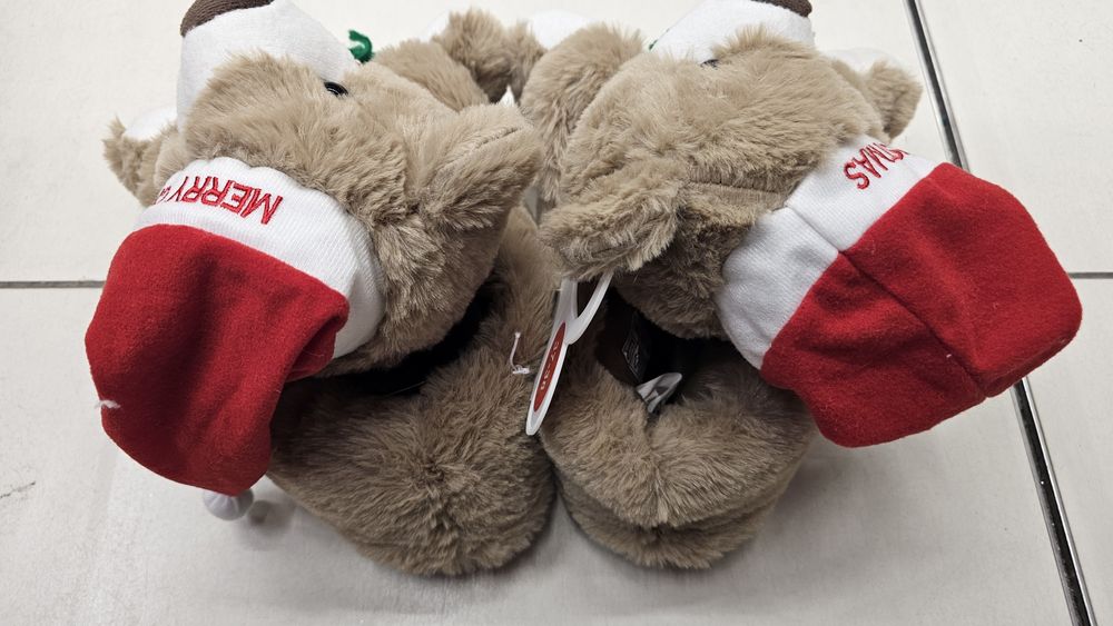 Коледни пантофи пантофки мече