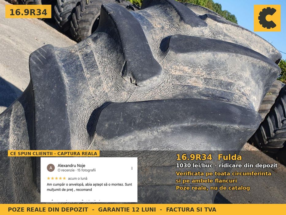 Cauciucuri Anvelope 16.9R34 16.9 R34 16.9-34 420/85R34 16934 Fulda Tractor Punte Spate Utilaje Agricole SH Second Hand FACTURA TVA Garantie 1 An
