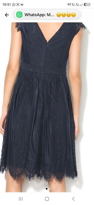 Rochie evazata cu plasa brodata, Bleumarin inchis, 38