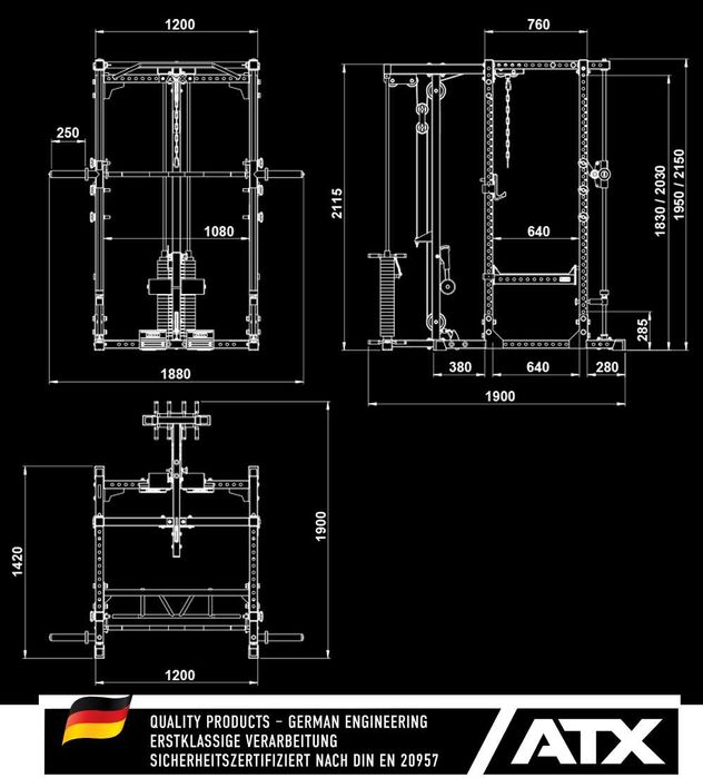 Смит Машина / Вграден Скрипец 115 кг / Стойка Power Rack / Фитнес Уред