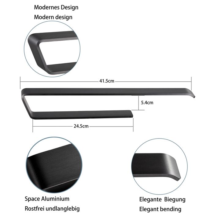 Метална закачалка/поставка за кърпи – черен мат