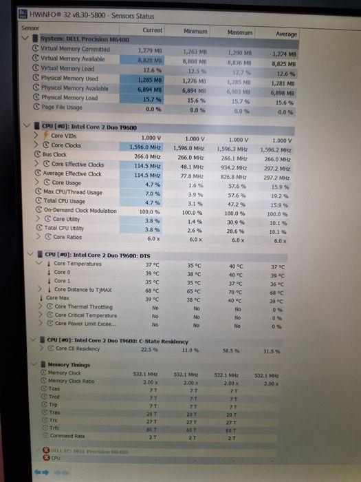 Dell precision m6400 wuxga T9600