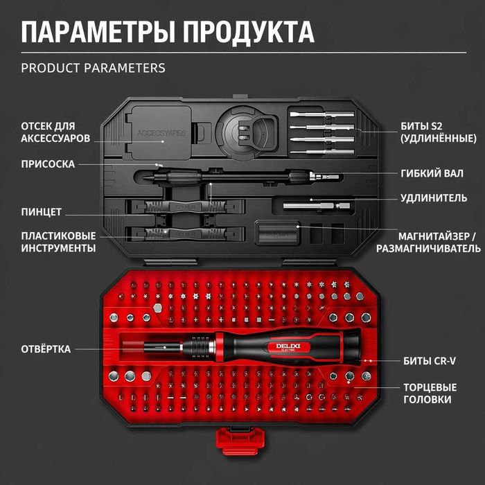 Бренд DELIXI DWGR-5131 набор отверток 164 в 1 очень полезен практичен.