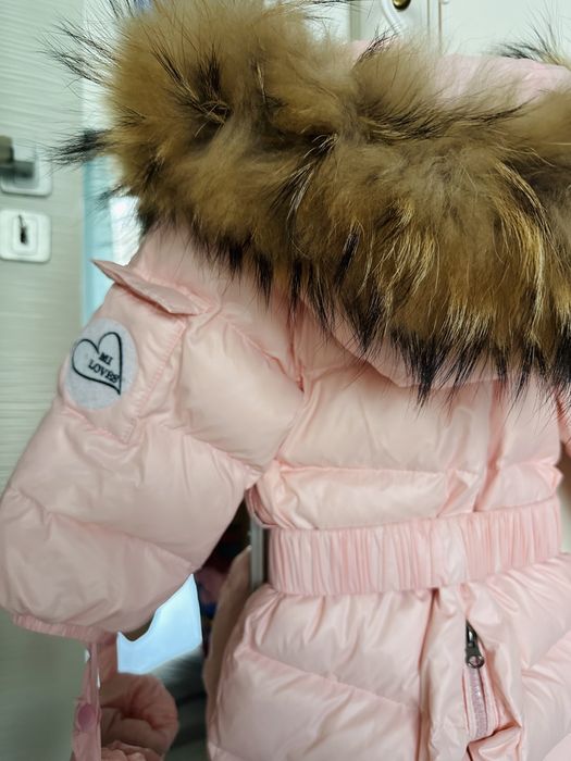 Зимно космонавтче с качулка от естествен косъм