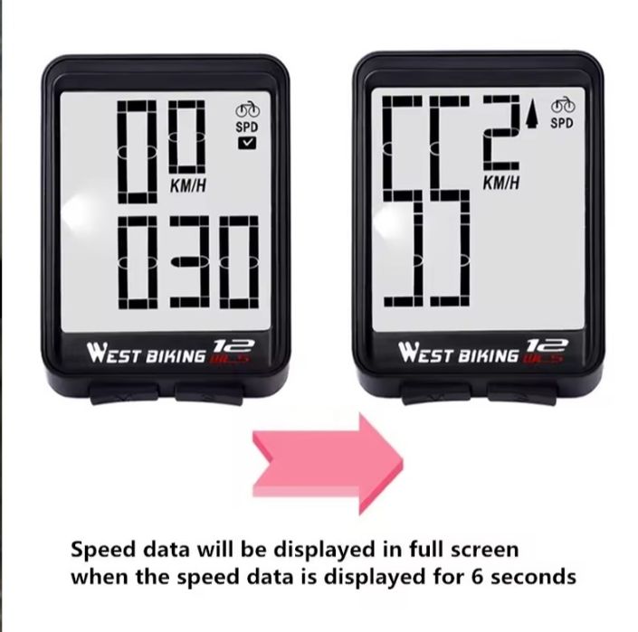 Kilometraj ciclocomputer bicicletă 12 funcții Wireless iluminat Ipx6