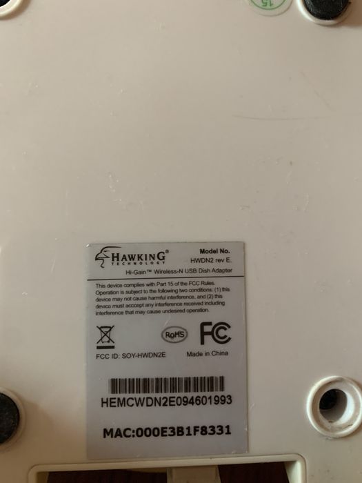 Hawking HWDN2  HI-Gain Wireless-N USB Dish Adapter