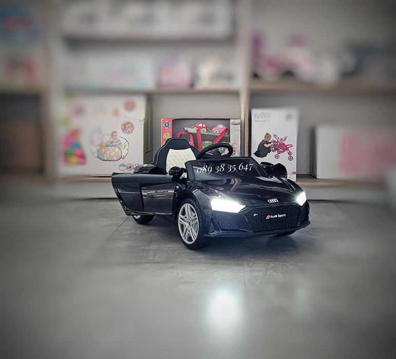 ТОП ЦЕНА!НОВО!Акумулаторна кола Audi R8 BLACK с 12V батерия,меки гуми