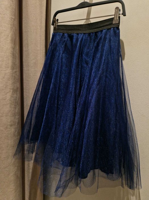 Fusta Meli Melo din tull bleumarin cu sclipici delicat