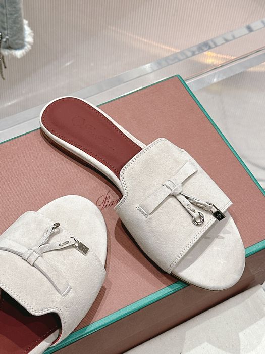 Papuci Loro Piana, alb, tip Premium