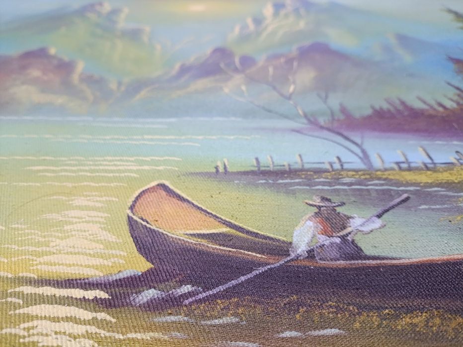 Tablou Pictat "Canoe sub cerul de chihlimbar" Anul 1999