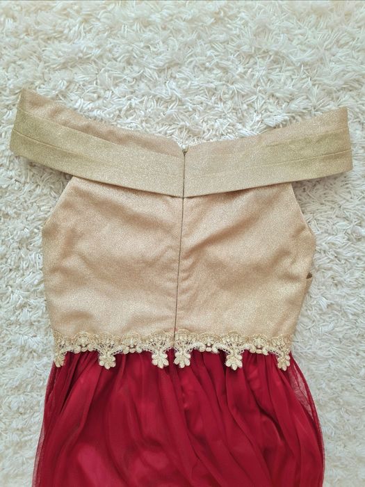 Rochie lungă de seara /sau de gravidă vișinie cu auriu damă mărimea 42