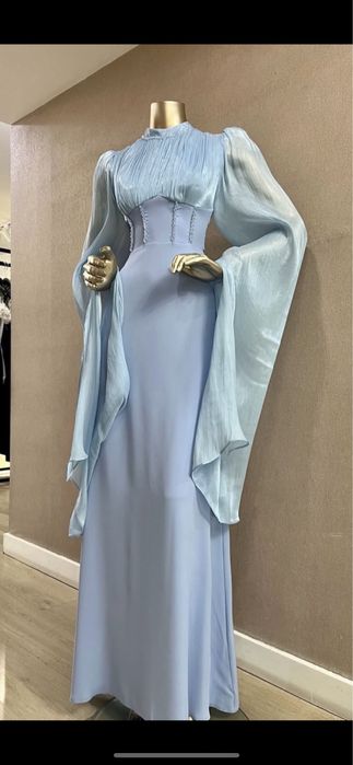 Нарядное Платье в пол  в голубом цвете