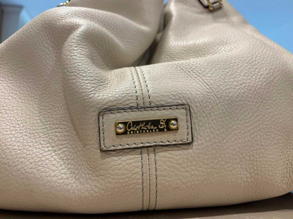 Дамска бежова чанта Musette от естествена кожа