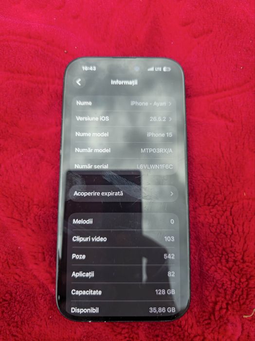 Schimb cu iphone 12 + diferenta iPhone 15 – 128 GB – Black (Negru) – Sănătate Baterie 85%