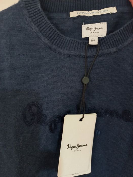 Детски памучен суичър Pepe Jeans  в синьо с принт