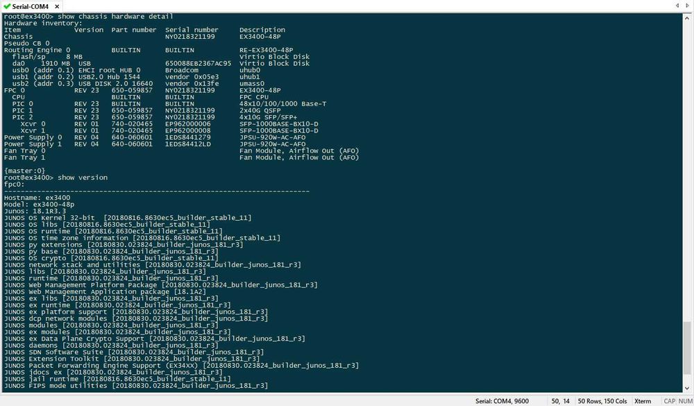 Коммутатор Juniper EX3400-48P, 48xGE, 4x10GE SFP+, 2x40GE QSFP+, PoE+