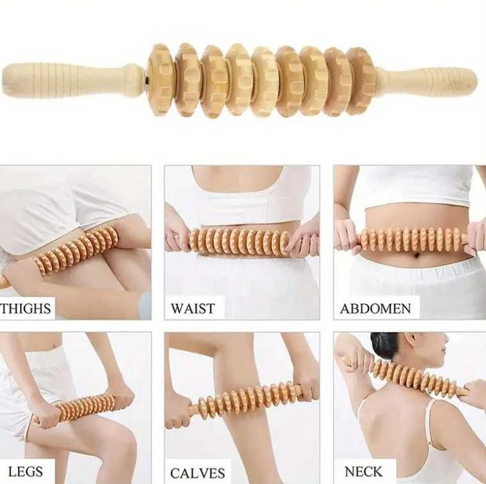 Дървен Терапевтичен Ролер/ въже с ролки/ масажор за крака