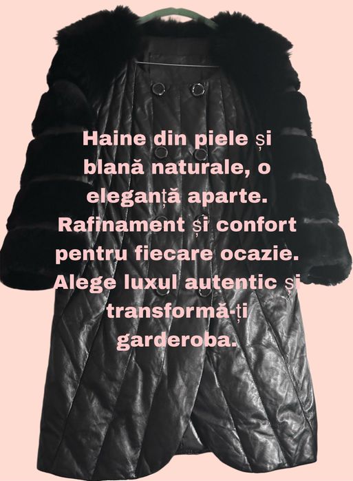 Haină din piele și blană naturală S/M preț redus extrasezon